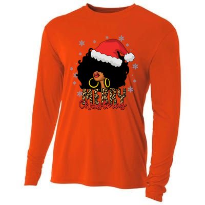 Merry Christmas Afro Black Leopard Christmas Pajamas Cute Gift Cooling Performance Long Sleeve Crew