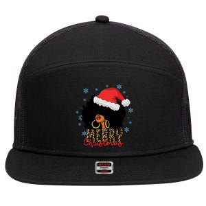 Merry Christmas Afro Black Leopard Christmas Pajamas Cute Gift 7 Panel Mesh Trucker Snapback Hat