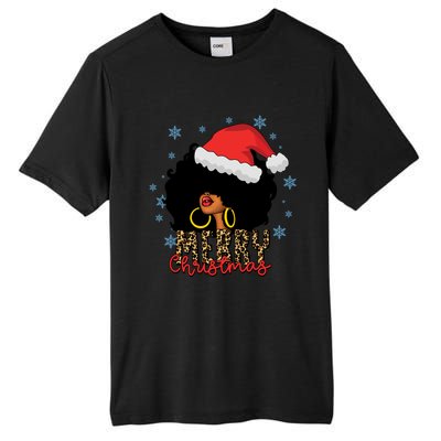 Merry Christmas Afro Black Leopard Christmas Pajamas Cute Gift Tall Fusion ChromaSoft Performance T-Shirt