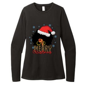 Merry Christmas Afro Black Leopard Christmas Pajamas Cute Gift Womens CVC Long Sleeve Shirt