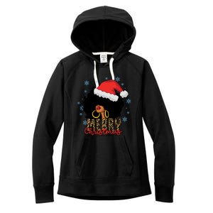 Merry Christmas Afro Black Leopard Christmas Pajamas Cute Gift Women's Fleece Hoodie