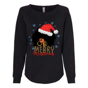 Merry Christmas Afro Black Leopard Christmas Pajamas Cute Gift Womens California Wash Sweatshirt