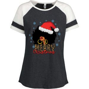 Merry Christmas Afro Black Leopard Christmas Pajamas Cute Gift Enza Ladies Jersey Colorblock Tee