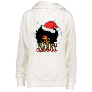 Merry Christmas Afro Black Leopard Christmas Pajamas Cute Gift Womens Funnel Neck Pullover Hood