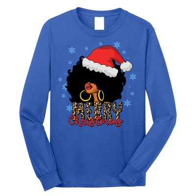 Merry Christmas Afro Black Leopard Christmas Pajamas Cute Gift Long Sleeve Shirt