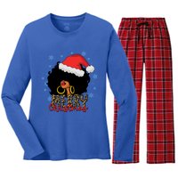 Merry Christmas Afro Black Leopard Christmas Pajamas Cute Gift Women's Long Sleeve Flannel Pajama Set 