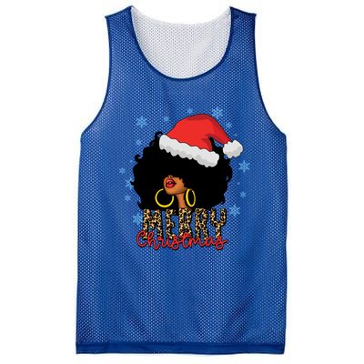 Merry Christmas Afro Black Leopard Christmas Pajamas Cute Gift Mesh Reversible Basketball Jersey Tank