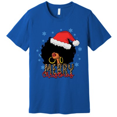 Merry Christmas Afro Black Leopard Christmas Pajamas Cute Gift Premium T-Shirt