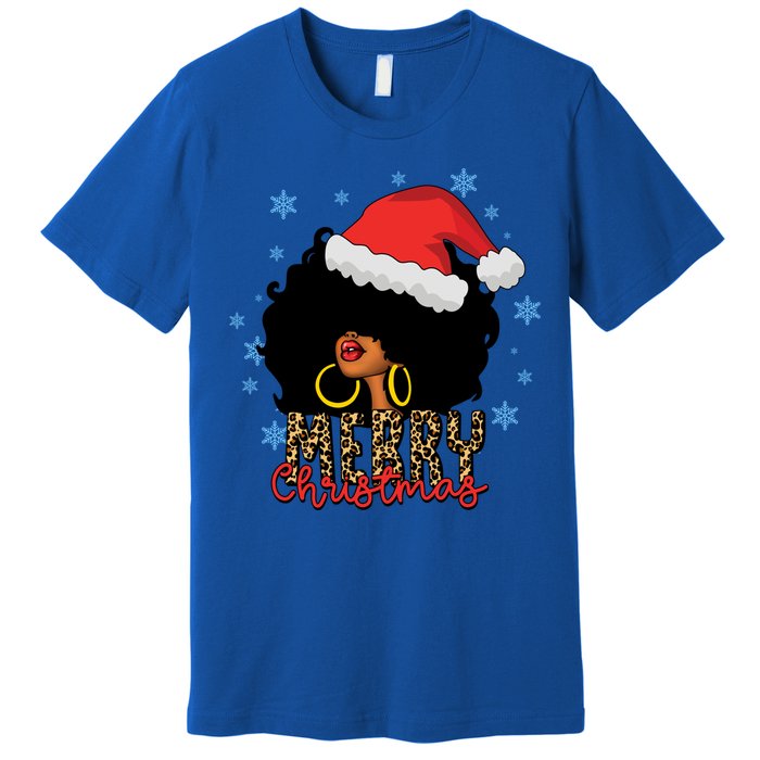 Merry Christmas Afro Black Leopard Christmas Pajamas Cute Gift Premium T-Shirt