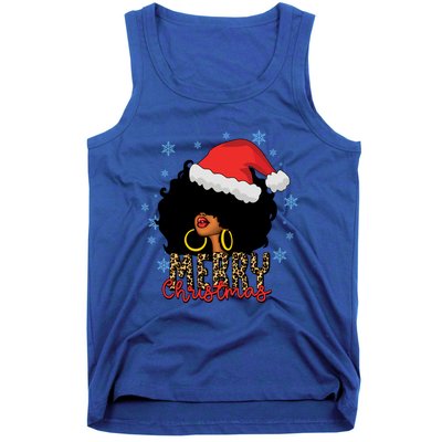 Merry Christmas Afro Black Leopard Christmas Pajamas Cute Gift Tank Top