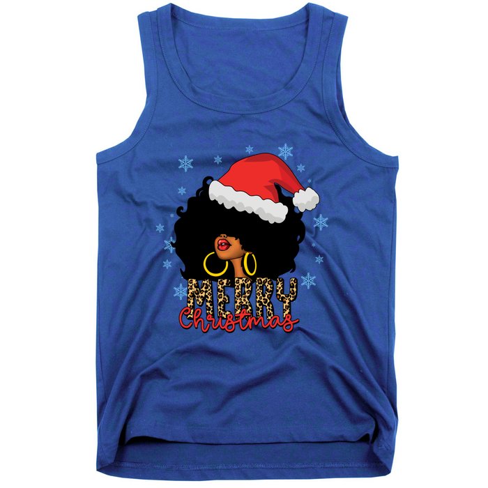 Merry Christmas Afro Black Leopard Christmas Pajamas Cute Gift Tank Top