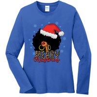 Merry Christmas Afro Black Leopard Christmas Pajamas Cute Gift Ladies Long Sleeve Shirt