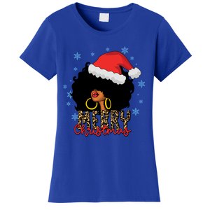 Merry Christmas Afro Black Leopard Christmas Pajamas Cute Gift Women's T-Shirt