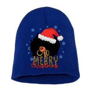 Merry Christmas Afro Black Leopard Christmas Pajamas Cute Gift Short Acrylic Beanie