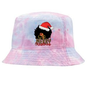 Merry Christmas Afro Black Leopard Christmas Pajamas Cute Gift Tie-Dyed Bucket Hat