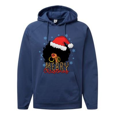 Merry Christmas Afro Black Leopard Christmas Pajamas Cute Gift Performance Fleece Hoodie