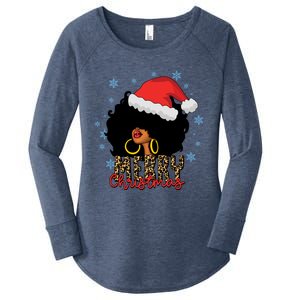 Merry Christmas Afro Black Leopard Christmas Pajamas Cute Gift Women's Perfect Tri Tunic Long Sleeve Shirt