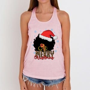 Merry Christmas Afro Black Leopard Christmas Pajamas Cute Gift Women's Knotted Racerback Tank