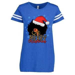 Merry Christmas Afro Black Leopard Christmas Pajamas Cute Gift Enza Ladies Jersey Football T-Shirt