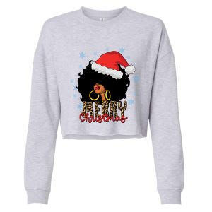 Merry Christmas Afro Black Leopard Christmas Pajamas Cute Gift Cropped Pullover Crew