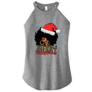 Merry Christmas Afro Black Leopard Christmas Pajamas Cute Gift Women's Perfect Tri Rocker Tank