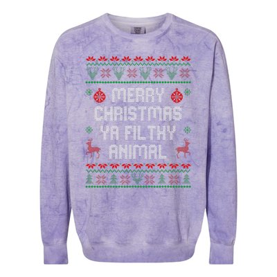 Merry Christmas Animal Filthy Ya Xmas Family Pajama Colorblast Crewneck Sweatshirt