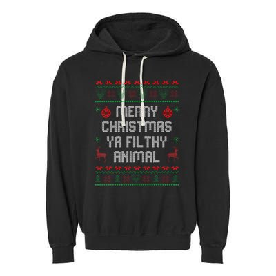 Merry Christmas Animal Filthy Ya Xmas Family Pajama Garment-Dyed Fleece Hoodie