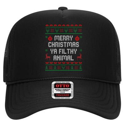 Merry Christmas Animal Filthy Ya Xmas Family Pajama High Crown Mesh Back Trucker Hat