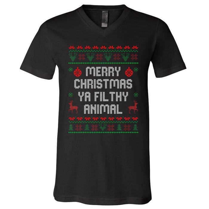 Merry Christmas Animal Filthy Ya Xmas Family Pajama V-Neck T-Shirt