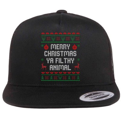 Merry Christmas Animal Filthy Ya Xmas Family Pajama Flat Bill Trucker Hat