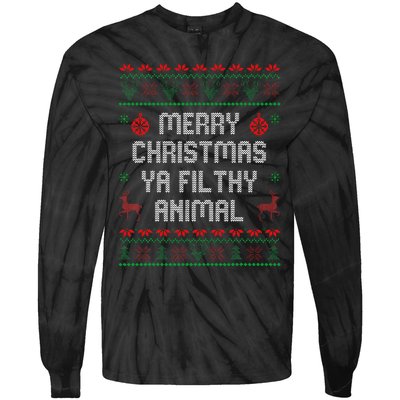 Merry Christmas Animal Filthy Ya Xmas Family Pajama Tie-Dye Long Sleeve Shirt