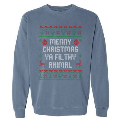 Merry Christmas Animal Filthy Ya Xmas Family Pajama Garment-Dyed Sweatshirt