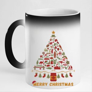 Merry Christmas Australia Australian Christmas Tree Made Up Of IconsSymbols (I 11oz Black Color Changing Mug