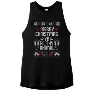 Merry Christmas Animal Filthy Ya Xmas Pajama Ugly Sweater Ladies PosiCharge Tri-Blend Wicking Tank