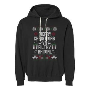 Merry Christmas Animal Filthy Ya Xmas Pajama Ugly Sweater Garment-Dyed Fleece Hoodie