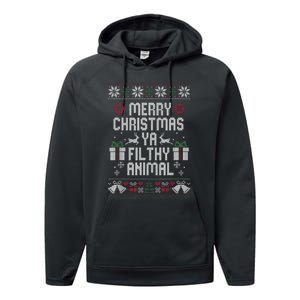 Merry Christmas Animal Filthy Ya Xmas Pajama Ugly Sweater Performance Fleece Hoodie