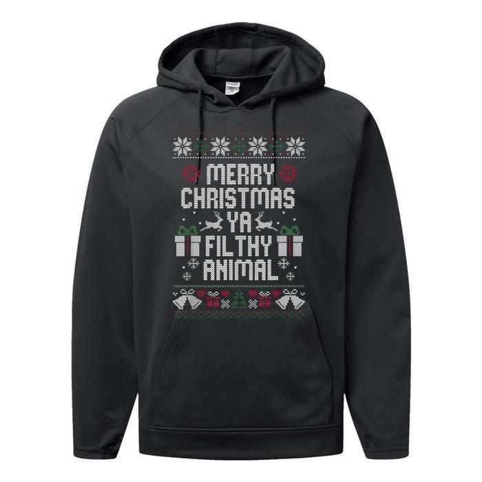 Merry Christmas Animal Filthy Ya Xmas Pajama Ugly Sweater Performance Fleece Hoodie