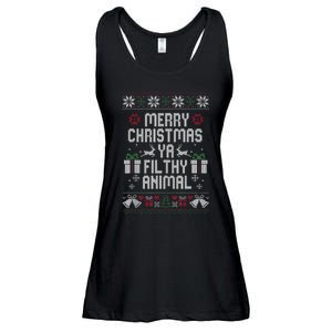 Merry Christmas Animal Filthy Ya Xmas Pajama Ugly Sweater Ladies Essential Flowy Tank