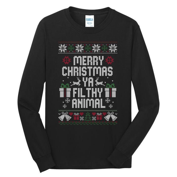 Merry Christmas Animal Filthy Ya Xmas Pajama Ugly Sweater Tall Long Sleeve T-Shirt