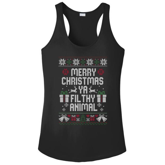 Merry Christmas Animal Filthy Ya Xmas Pajama Ugly Sweater Ladies PosiCharge Competitor Racerback Tank