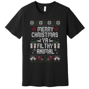 Merry Christmas Animal Filthy Ya Xmas Pajama Ugly Sweater Premium T-Shirt