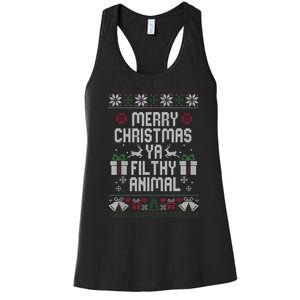 Merry Christmas Animal Filthy Ya Xmas Pajama Ugly Sweater Women's Racerback Tank