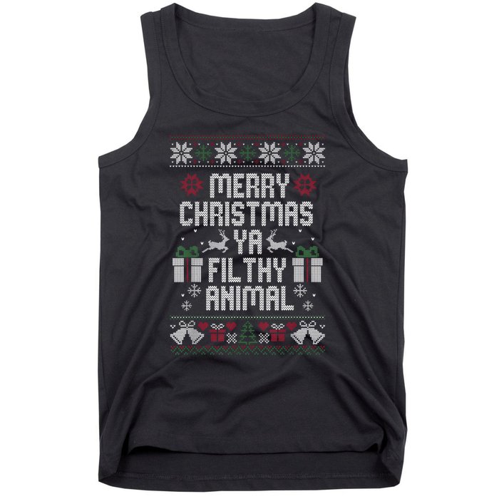 Merry Christmas Animal Filthy Ya Xmas Pajama Ugly Sweater Tank Top