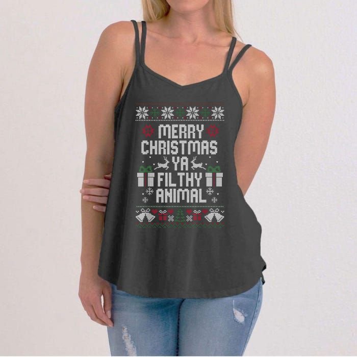 Merry Christmas Animal Filthy Ya Xmas Pajama Ugly Sweater Women's Strappy Tank