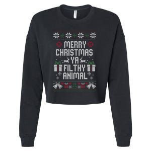 Merry Christmas Animal Filthy Ya Xmas Pajama Ugly Sweater Cropped Pullover Crew