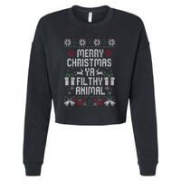 Merry Christmas Animal Filthy Ya Xmas Pajama Ugly Sweater Cropped Pullover Crew