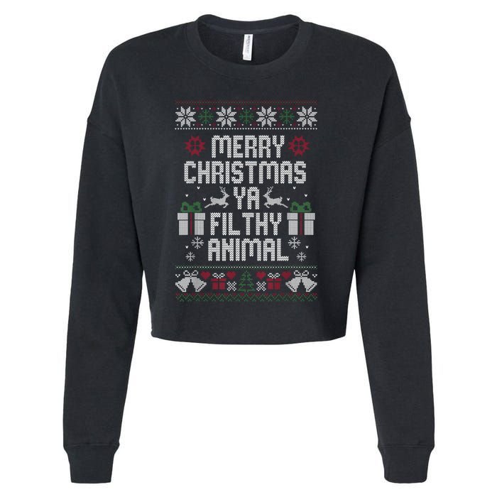 Merry Christmas Animal Filthy Ya Xmas Pajama Ugly Sweater Cropped Pullover Crew