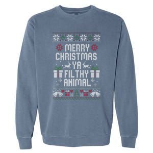 Merry Christmas Animal Filthy Ya Xmas Pajama Ugly Sweater Garment-Dyed Sweatshirt