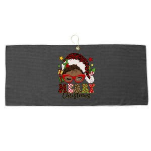 Merry Christmas Afro Messy Bun Santa Black Christmas Gift Large Microfiber Waffle Golf Towel