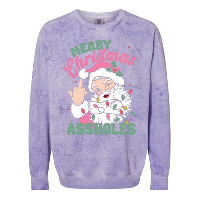 Merry Christmas Assholes Funny Colorblast Crewneck Sweatshirt